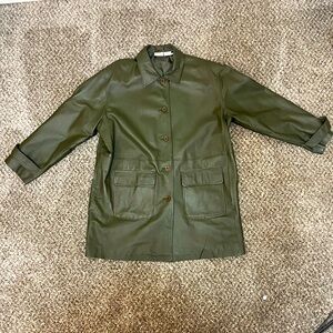 Women’s XL vintage green leather jacket.